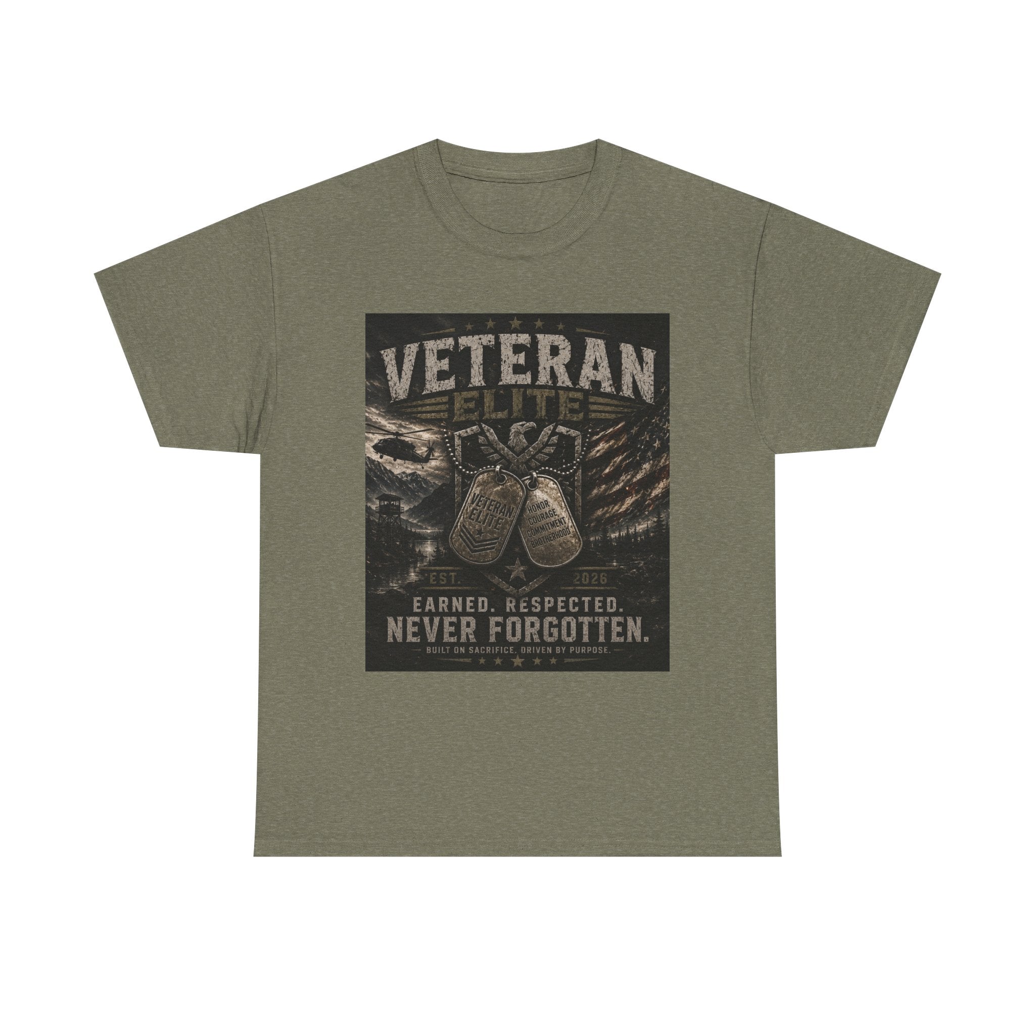 Veteran Elite T‑Shirt — "Earned. Respected. Never Forgotten." Military Tribute Tee