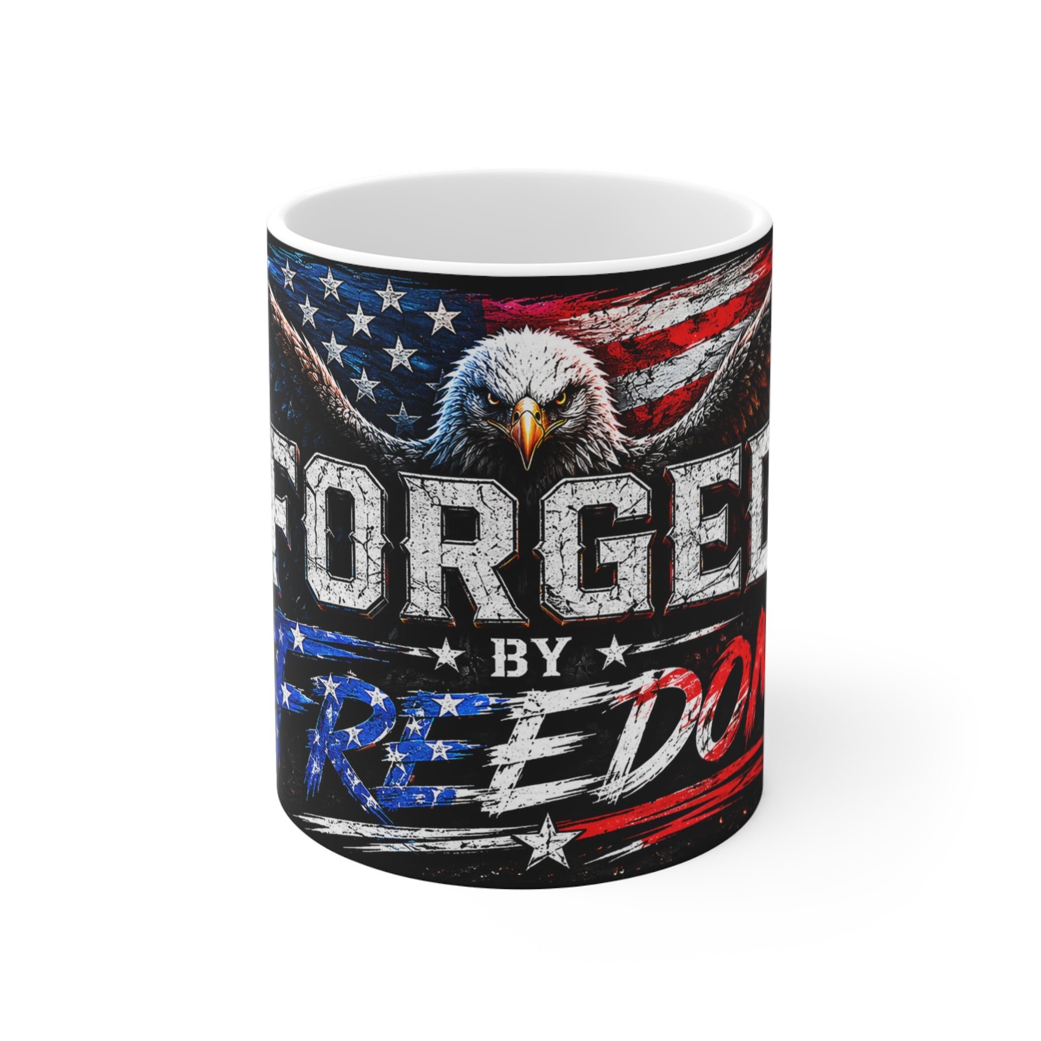 Forged by Freedom Eagle Coffee Mug — Patriotic 11oz Ceramic Mug