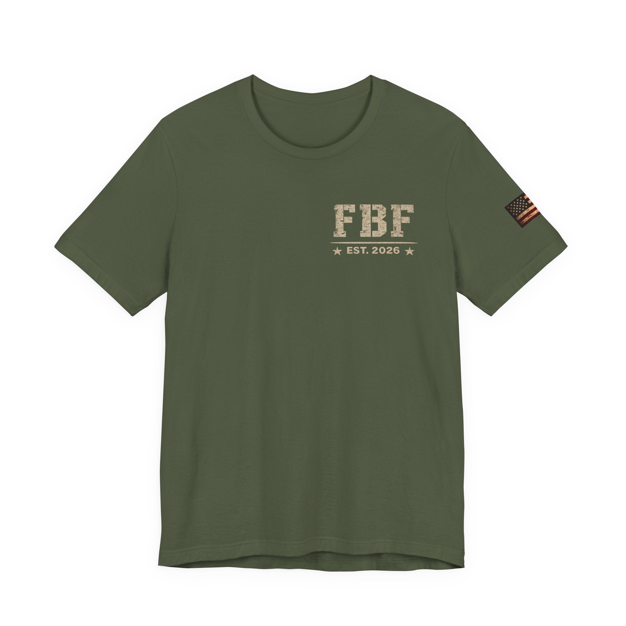 T-Shirt — Forged By Freedom Graphic Tee (Patriotic Eagle, "FBF" Est. 2026)