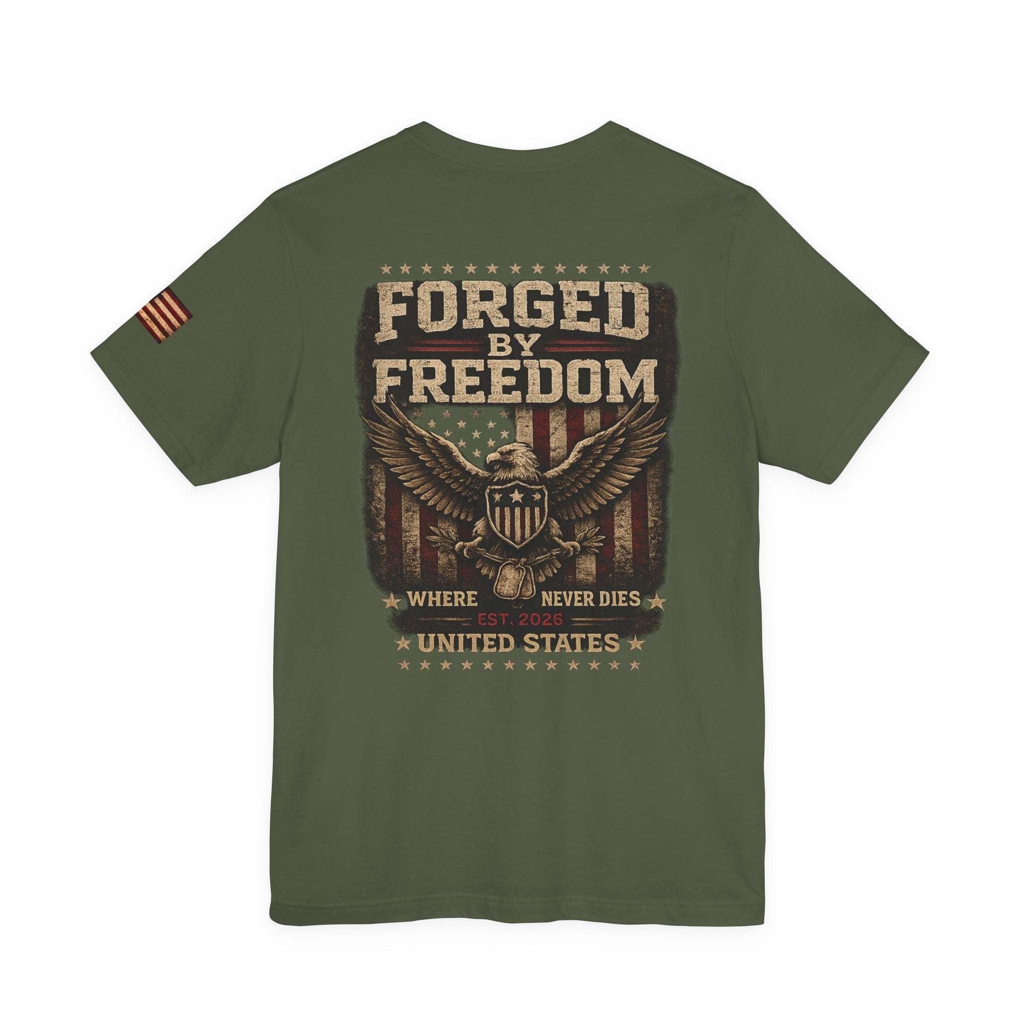 T-Shirt — Forged By Freedom Graphic Tee (Patriotic Eagle, "FBF" Est. 2020)