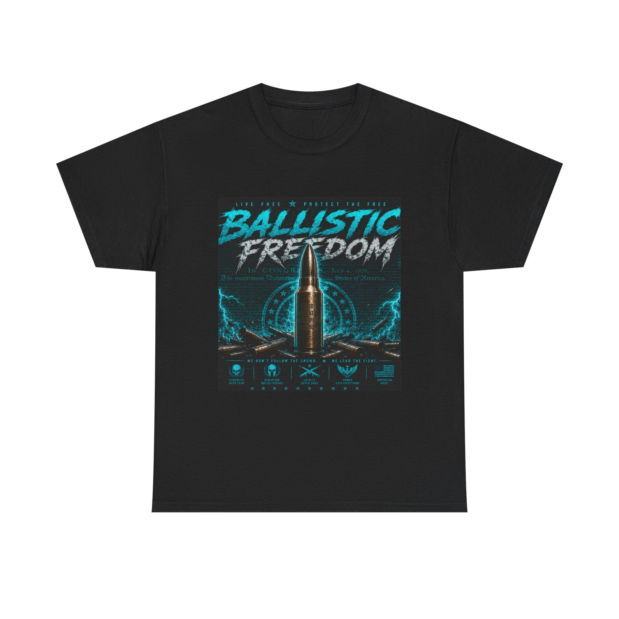 Ballistic Freedom Tee — Retro Bullet Graphic T-Shirt