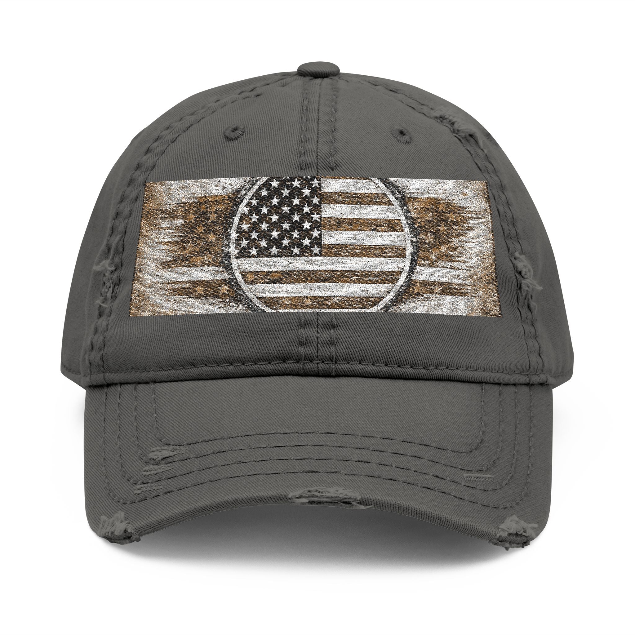 Distressed Bestickte Amerikanische Flaggen Dad Hat — Vintage Patriotische Baseballkappe