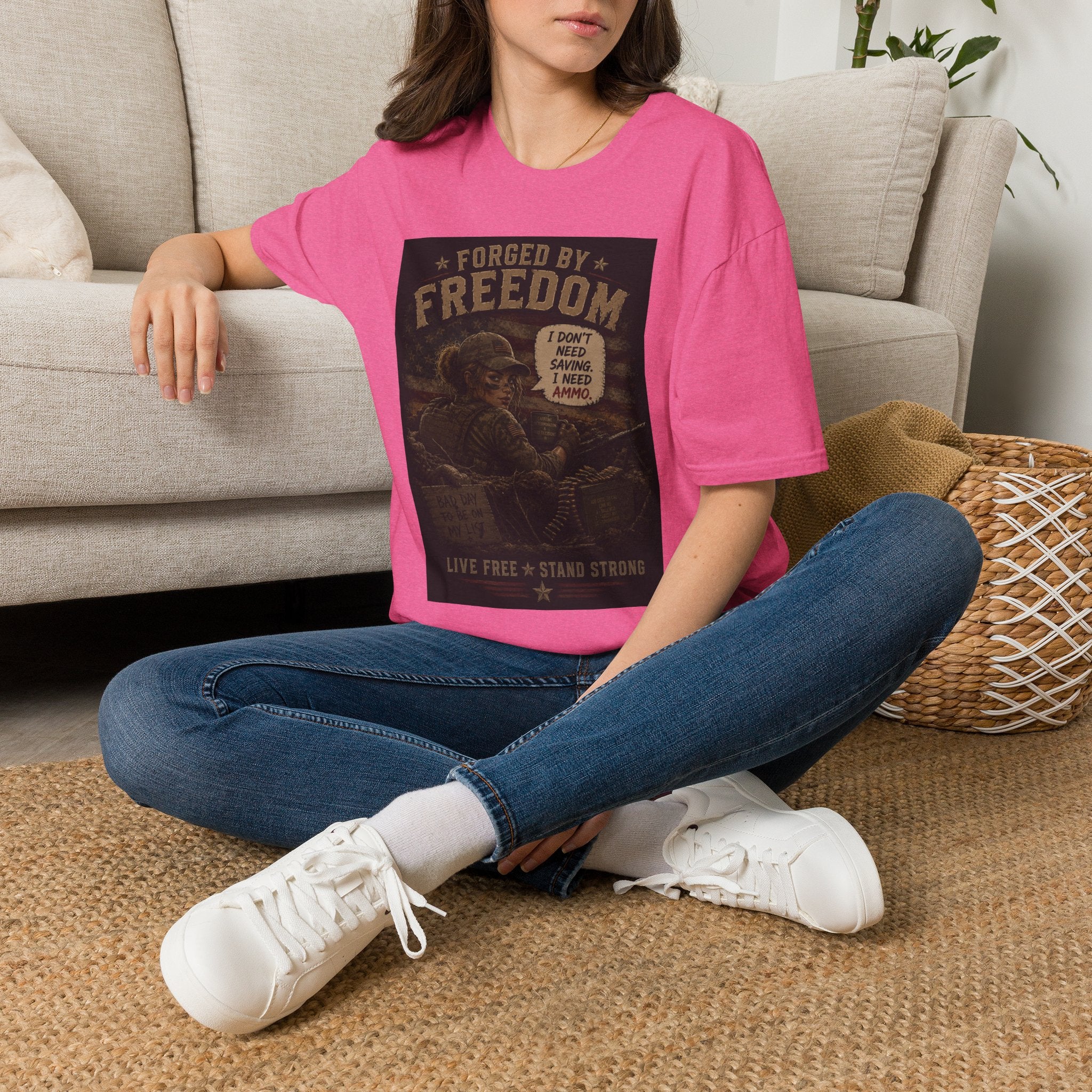 Forged by Freedom-Military Ammo Patriotic Tee (I Don't Need Saving, I Need Ammo)