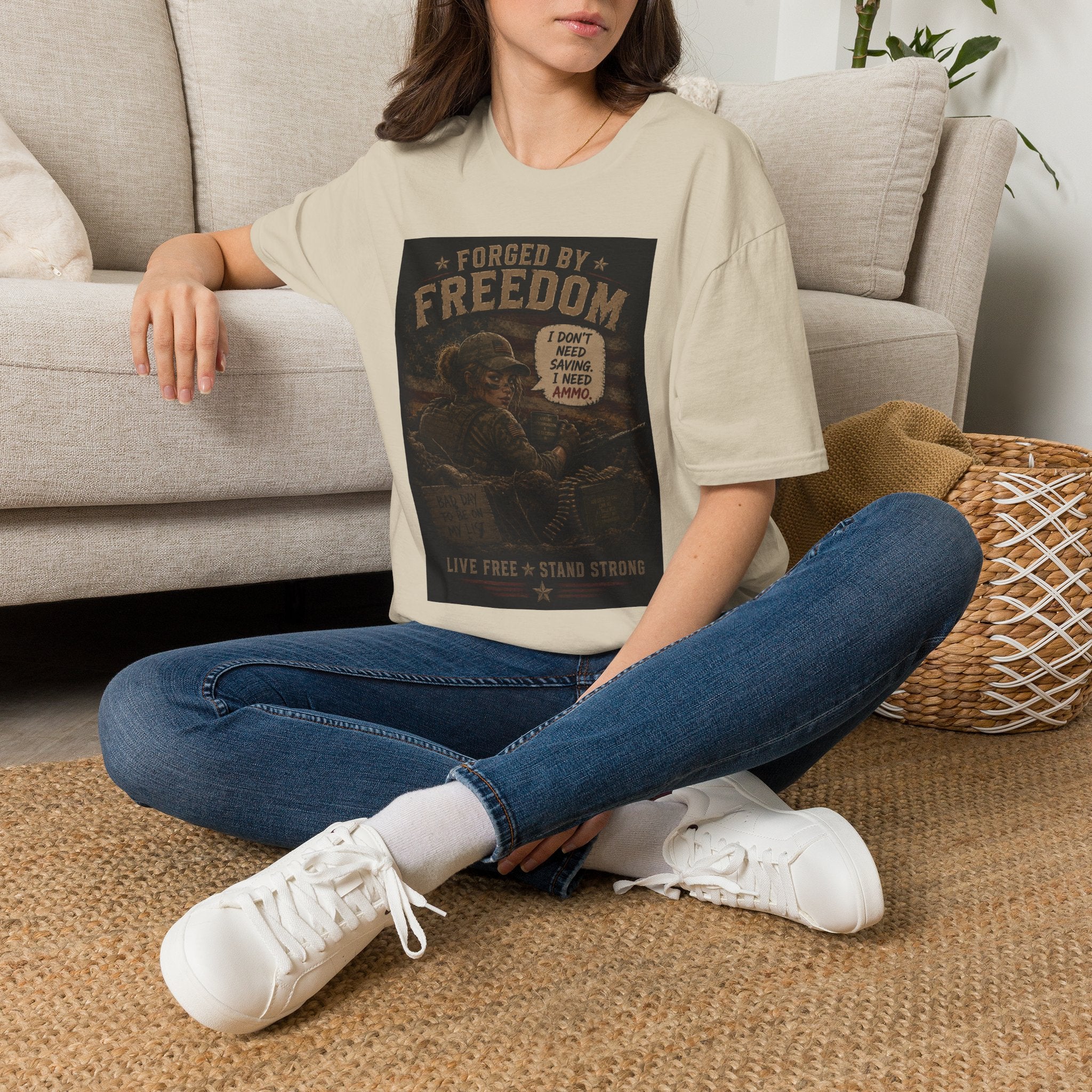 Forged by Freedom-Military Ammo Patriotic Tee (I Don't Need Saving, I Need Ammo)