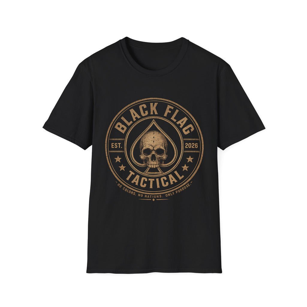 Black Flag Tactical T-Shirt — Skull & Ace Emblem, Est. 2026