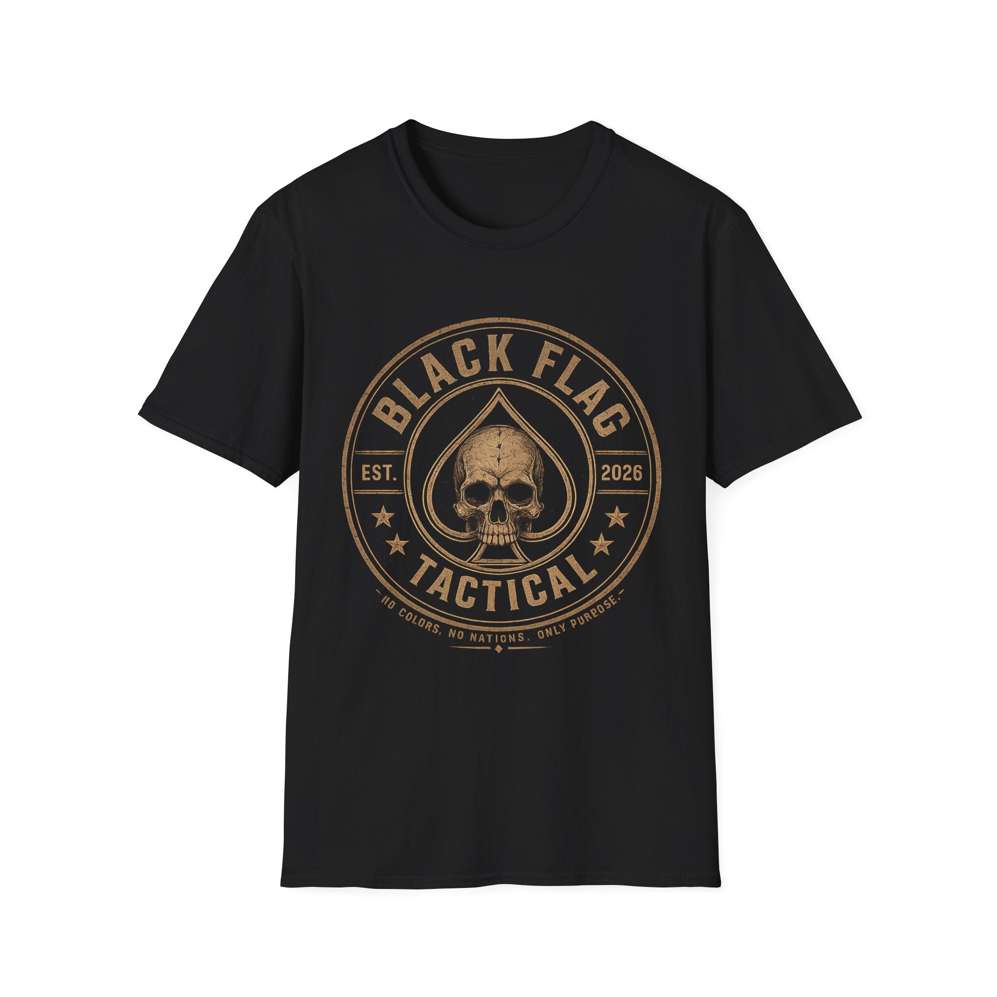 Black Flag Tactical T-Shirt — Skull & Ace Emblem, Est. 2026