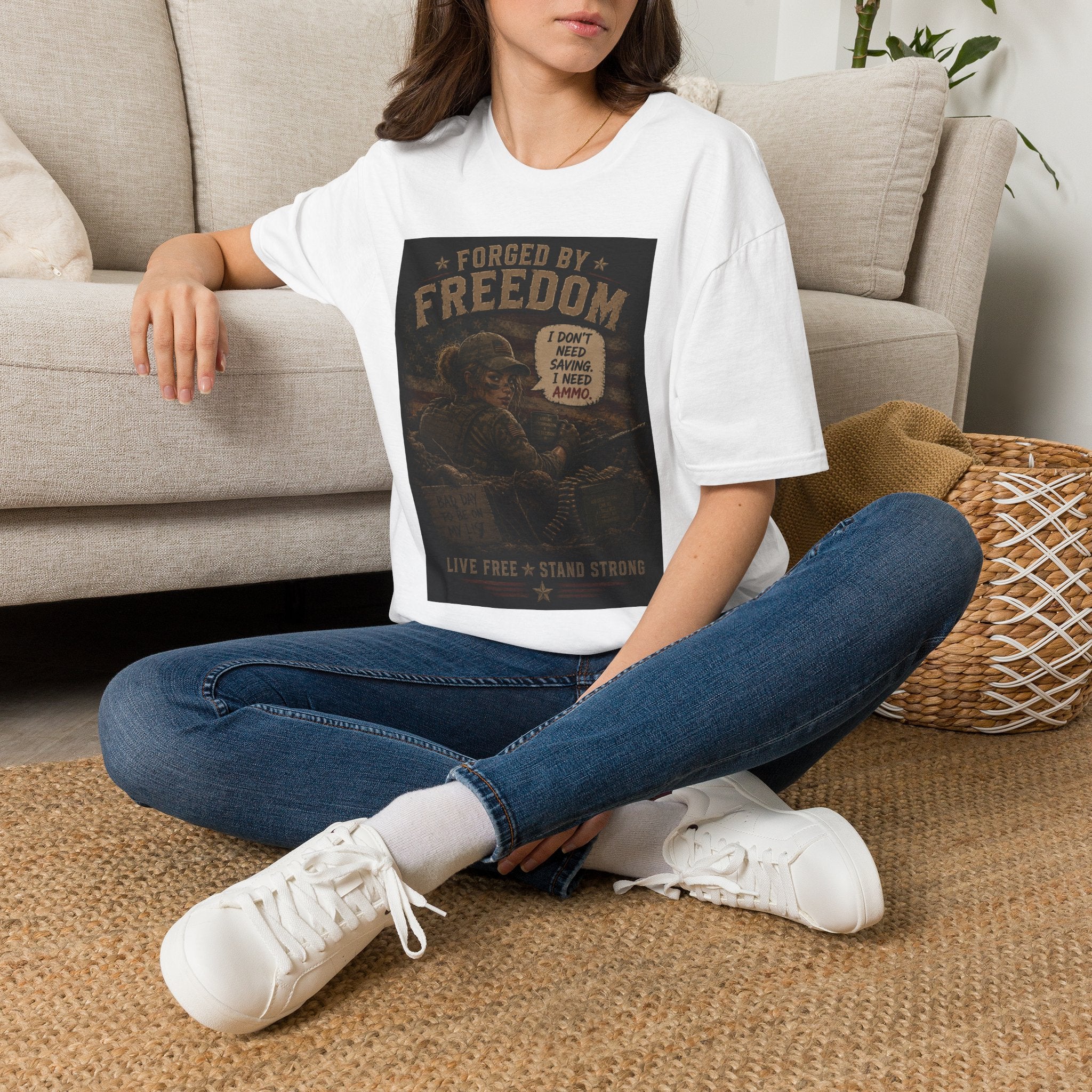 Forged by Freedom-Military Ammo Patriotic Tee (I Don't Need Saving, I Need Ammo)