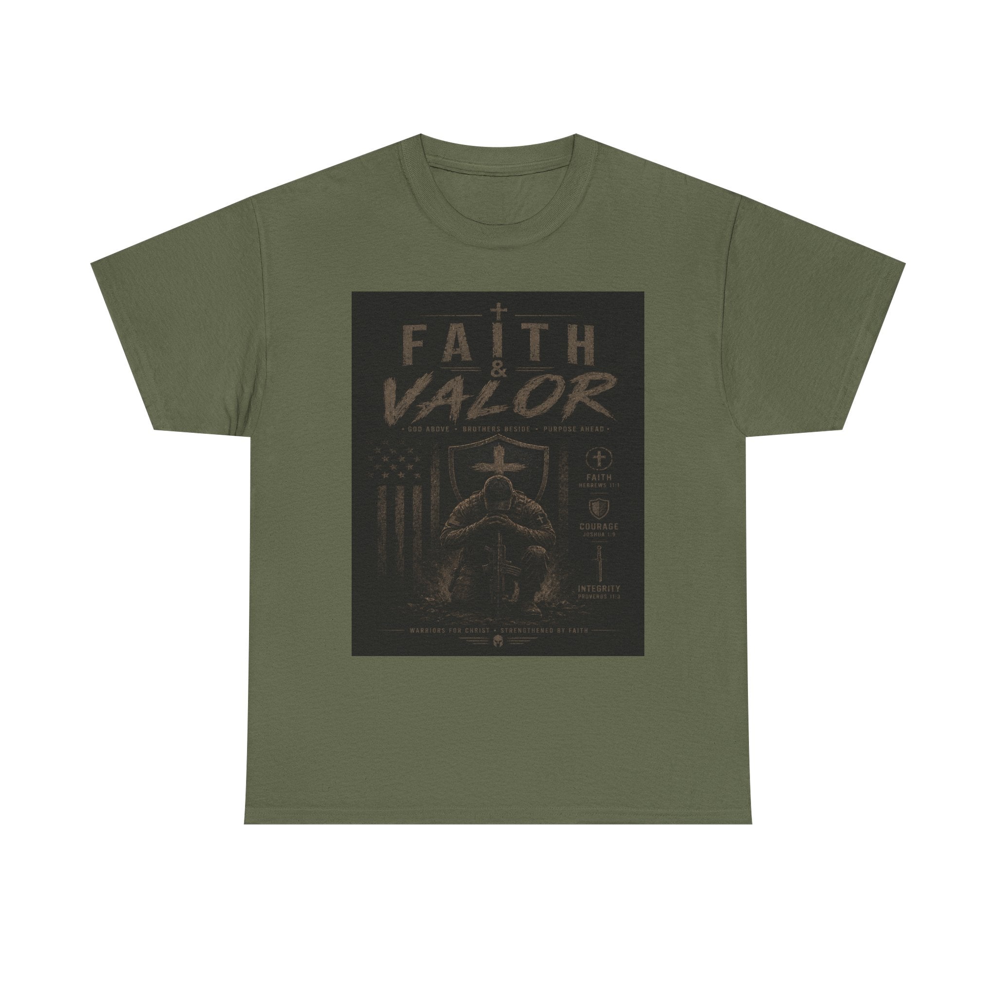 Faith & Valor T‑Shirt — Military Cross Prayer Graphic Tee