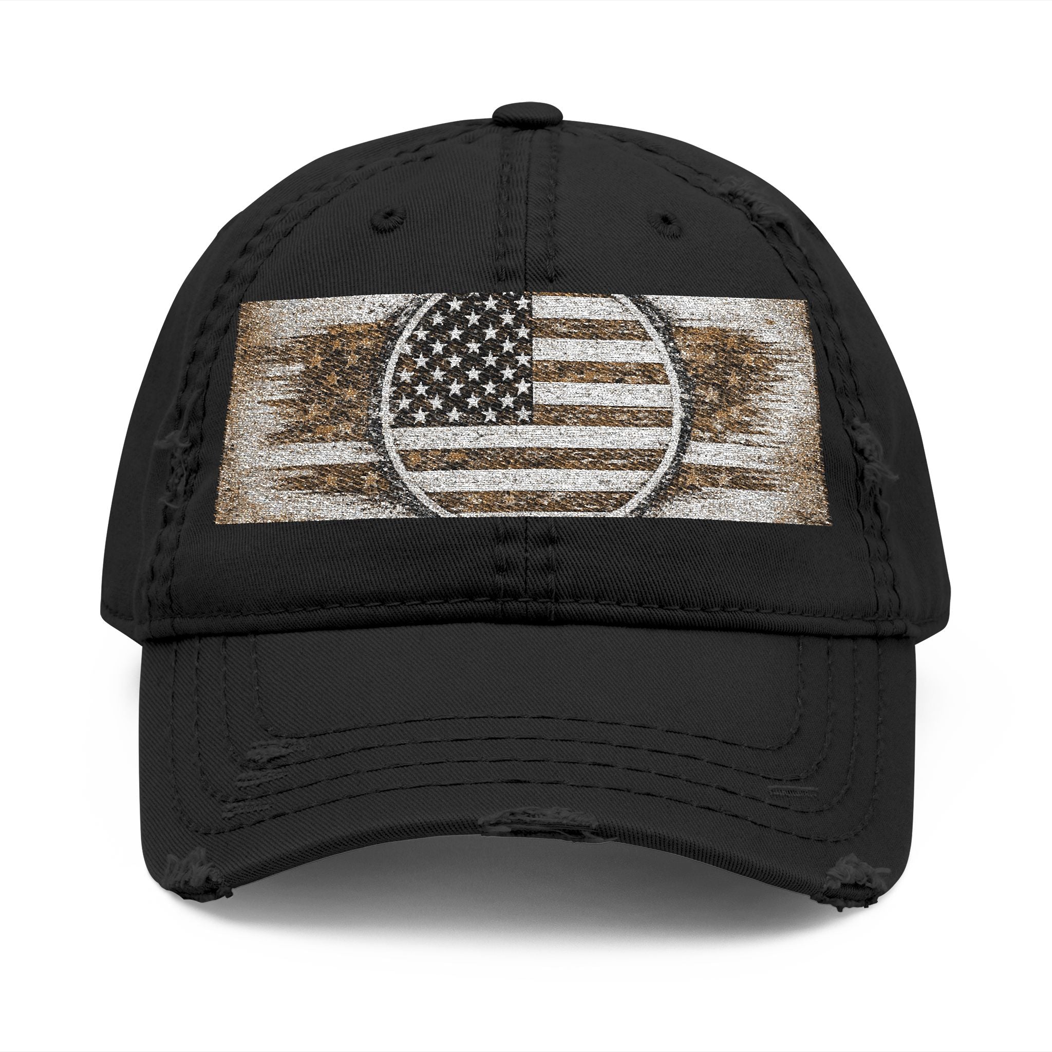 Distressed Bestickte Amerikanische Flaggen Dad Hat — Vintage Patriotische Baseballkappe