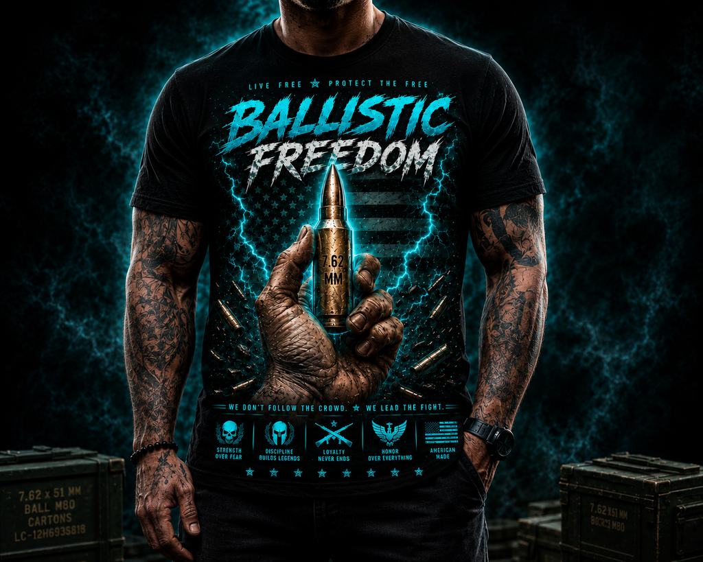 Ballistic Freedom Tee — Retro Bullet Graphic T-Shirt