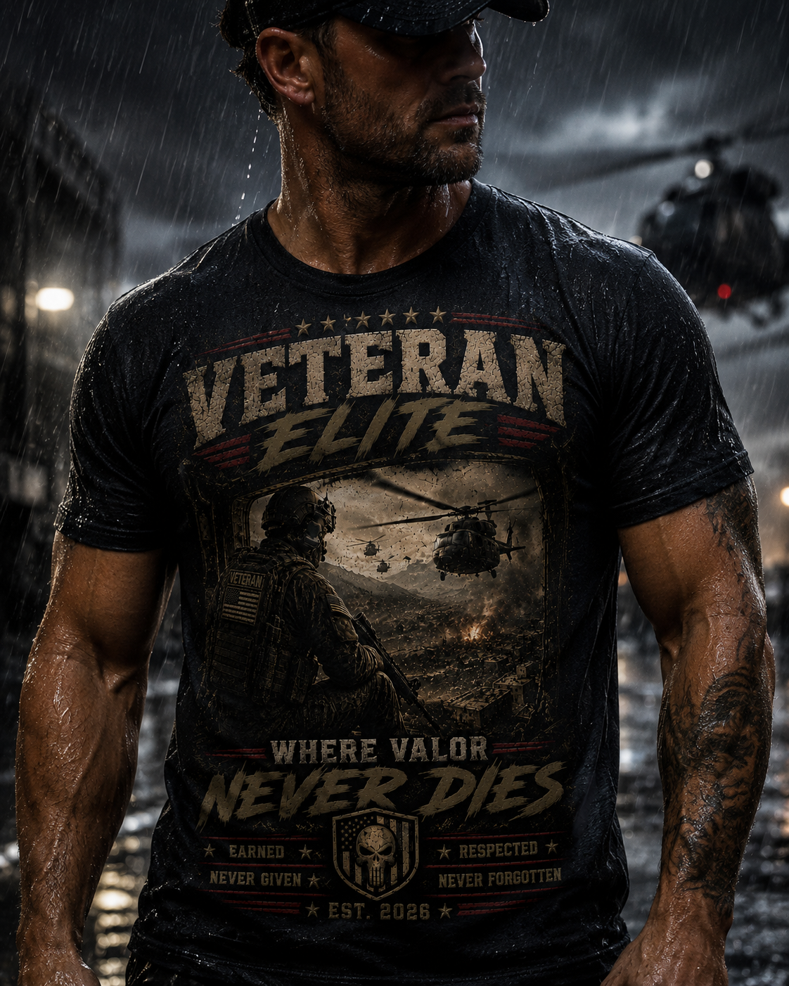 Veteran Elite 'Where Valor Never Dies' T-Shirt