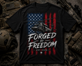 Forged by Freedom Military Helicopter T-Shirt - American Flag Patriotic Tee