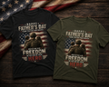 Happy Father's Day Military Tee – "Protecting Our Freedom" Dad Hero American Flag
