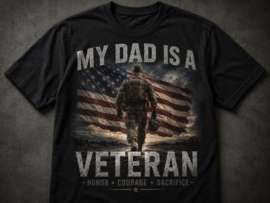 Veteran Dad T-Shirt — "My Dad Is A Veteran" Patriotic Tee
