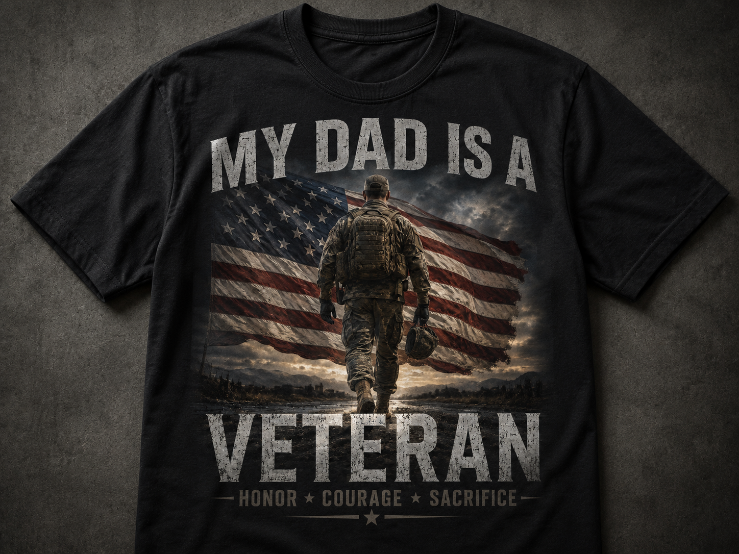 Veteran Dad T-Shirt — "My Dad Is A Veteran" Patriotic Tee