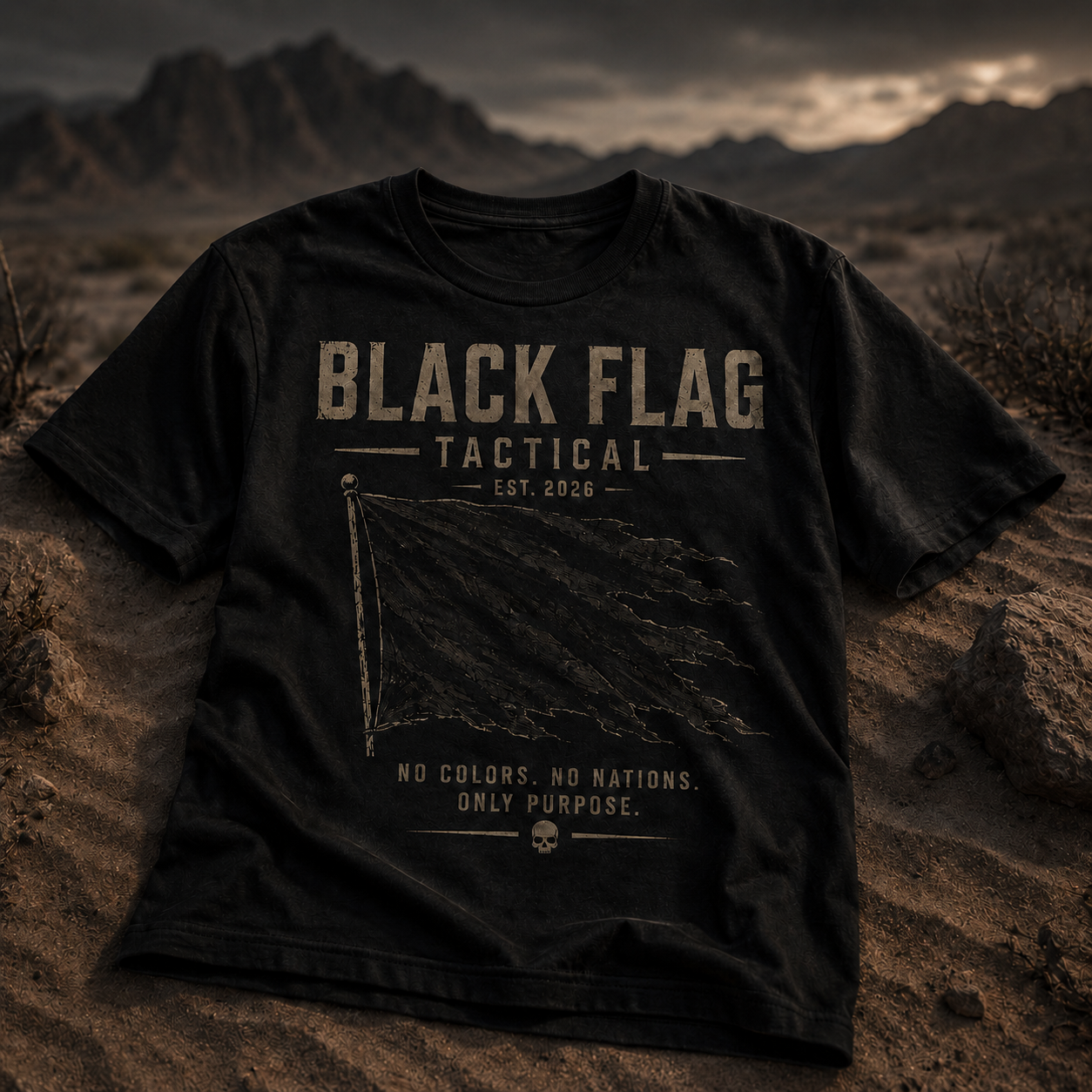 Black Flag Tactical T-Shirt — Military-Inspired Graphic Tee (Est. 2026)
