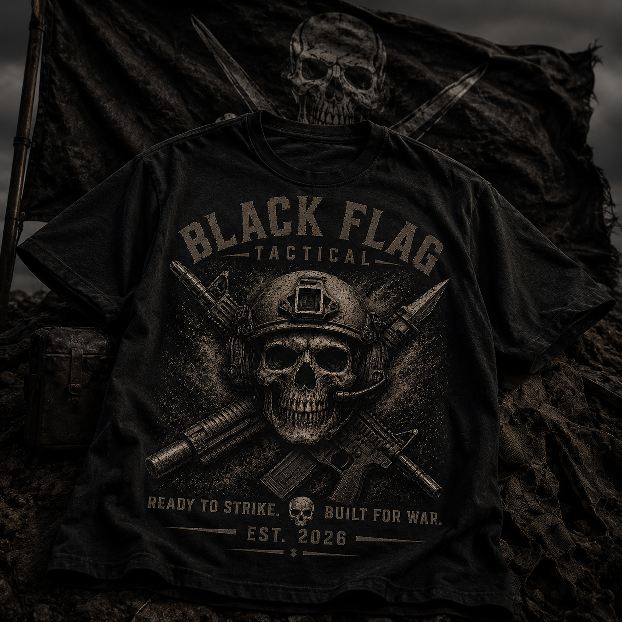 Black Flag Tactical Skull Graphic Tee