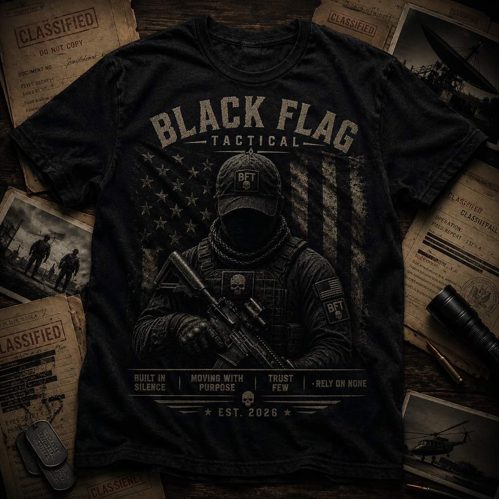 Black Flag Tactical T‑Shirt — Military Style American Flag Graphic