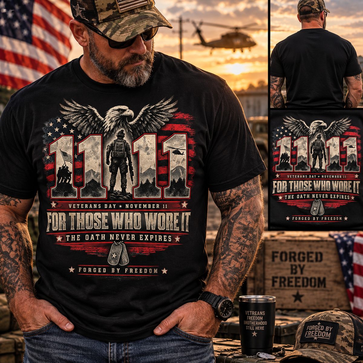 Military 11/11 Veteran Tribute T-Shirt – 'For Those Who Wore It' Patriotic Eagle Tee