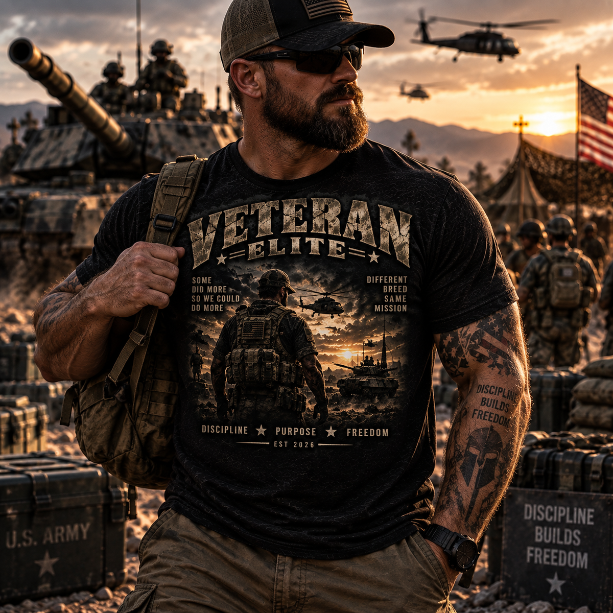 Veteran Elite Graphic T-Shirt — Patriotic Military Tribute
