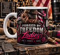 Forged by Freedom Ladies Ceramic Mug — Patriotic Military Women Coffee Cup (11oz/15oz)