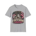 Forged by Freedom Ladies T-Shirt — Military Boots, Dog Tag & Flag Floral Tee
