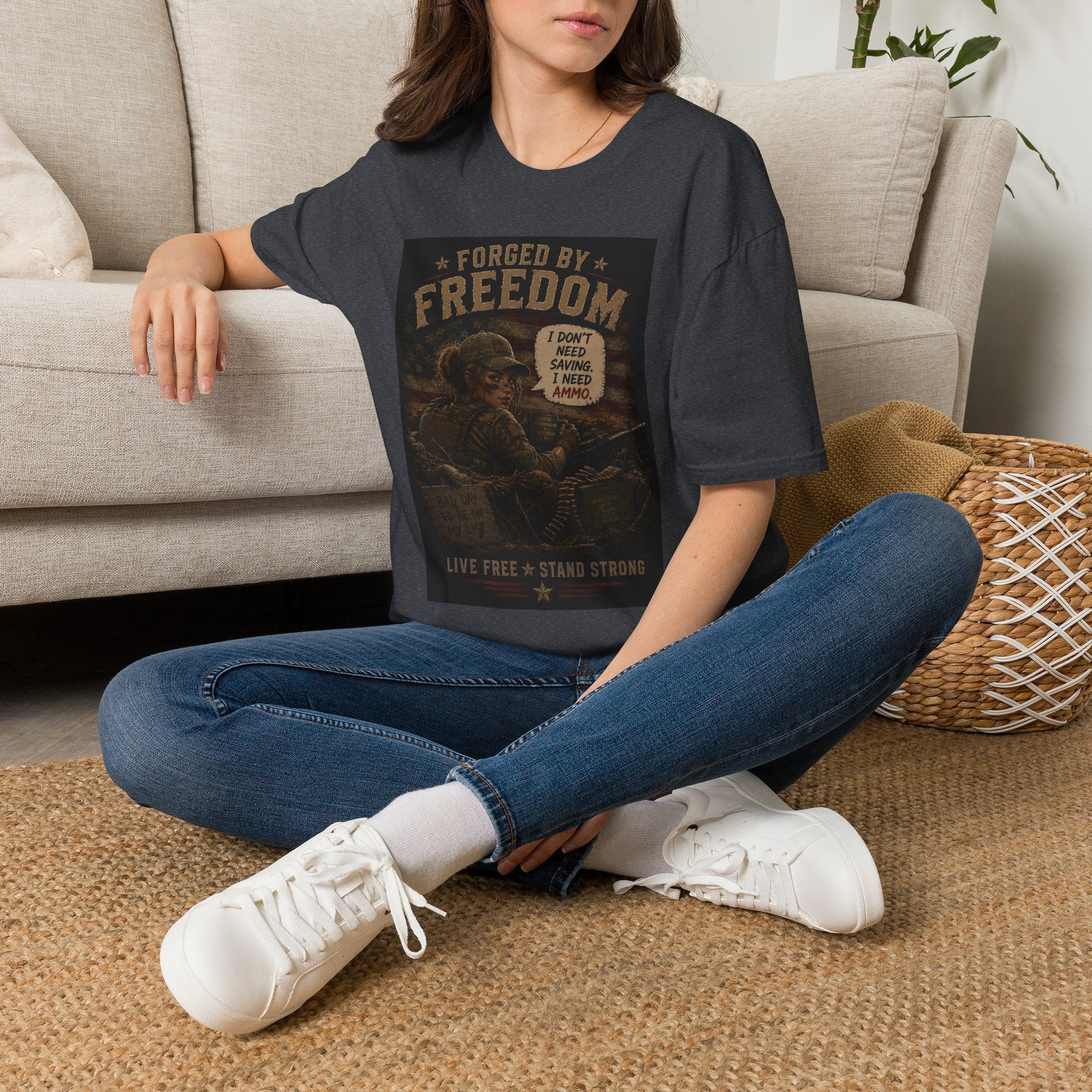 Forged by Freedom-Military Ammo Patriotic Tee (I Don't Need Saving, I Need Ammo)