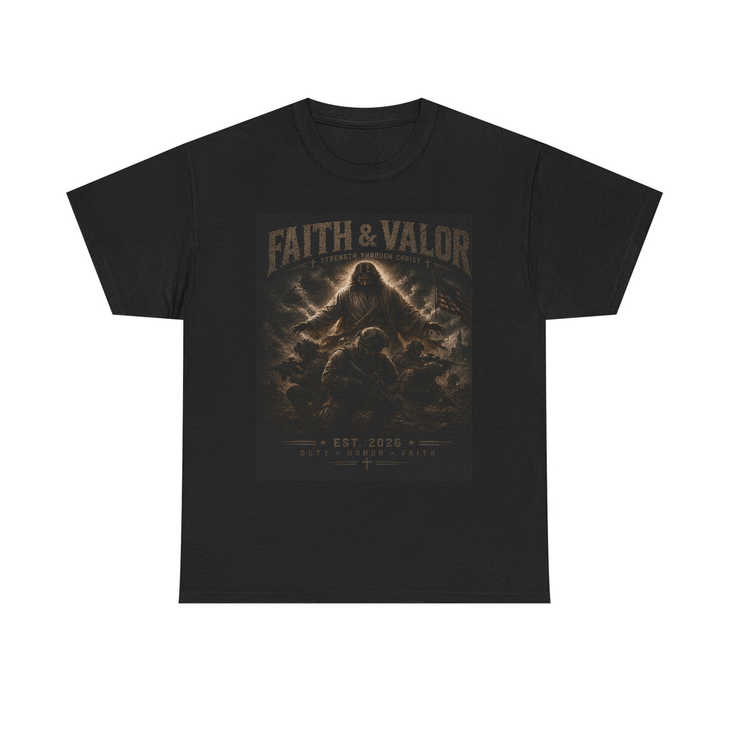 Faith & Valor Graphic Tee — Vintage Warrior Eagle Design