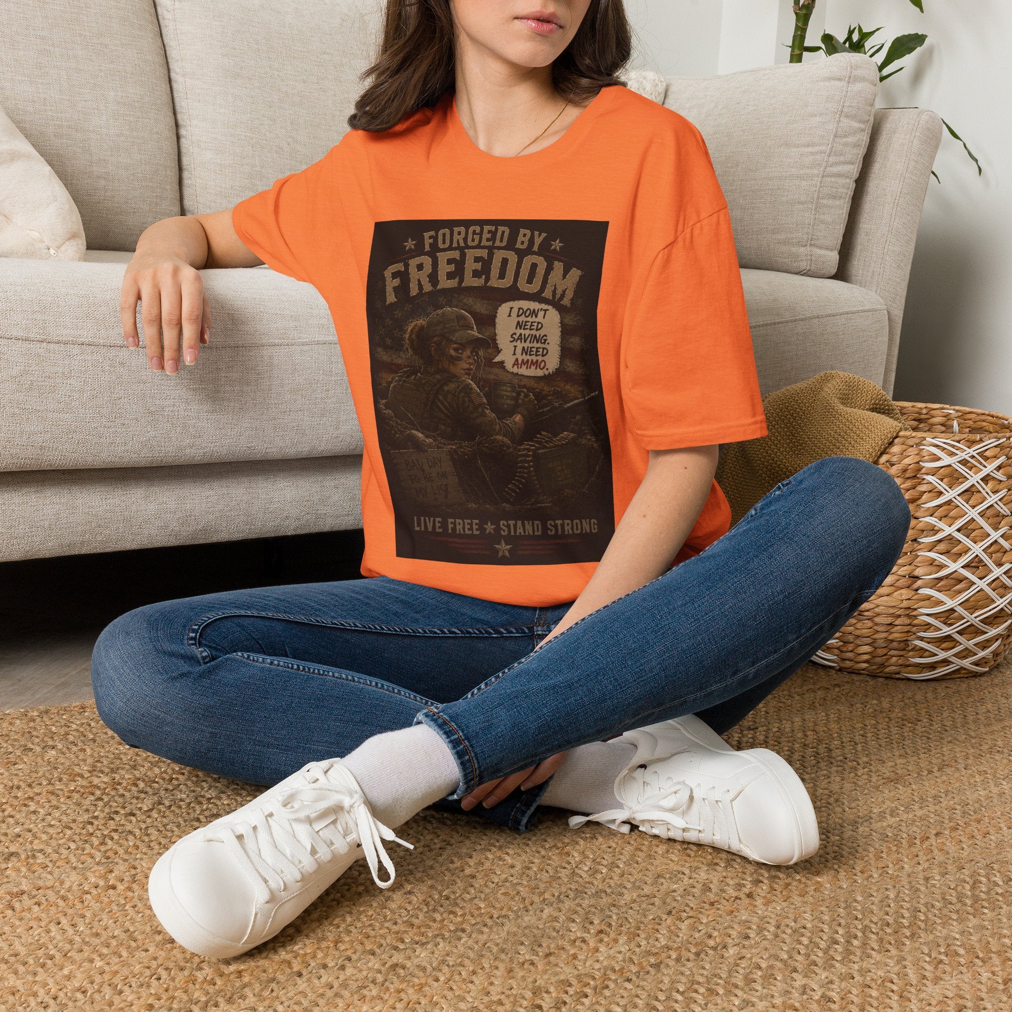 Forged by Freedom-Military Ammo Patriotic Tee (I Don't Need Saving, I Need Ammo)