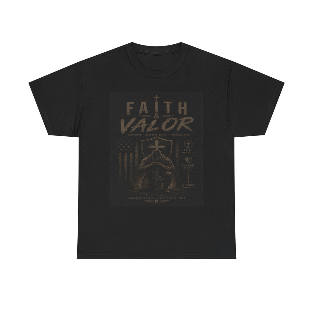 Faith & Valor T‑Shirt — Military Cross Prayer Graphic Tee