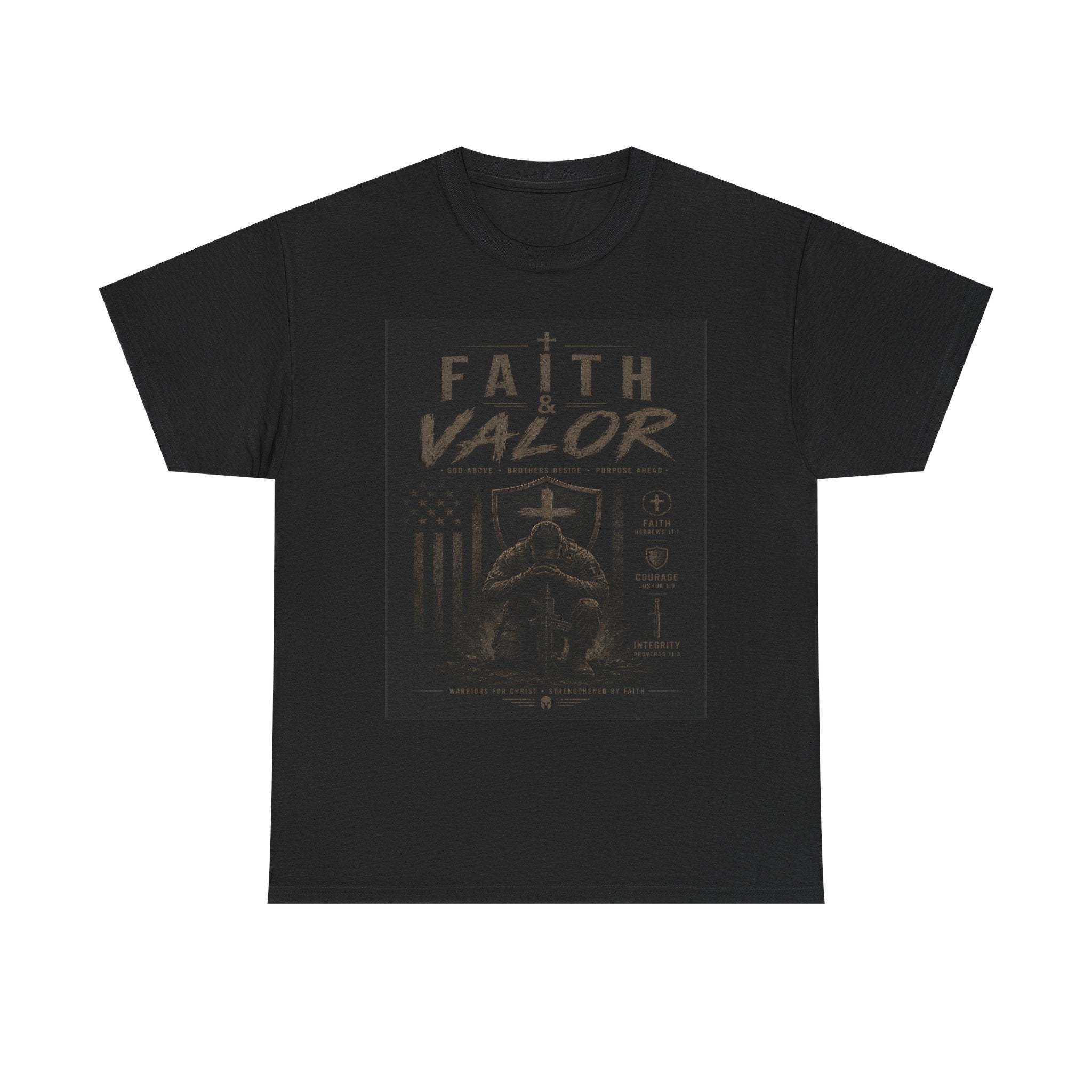 Faith & Valor T‑Shirt — Military Cross Prayer Graphic Tee