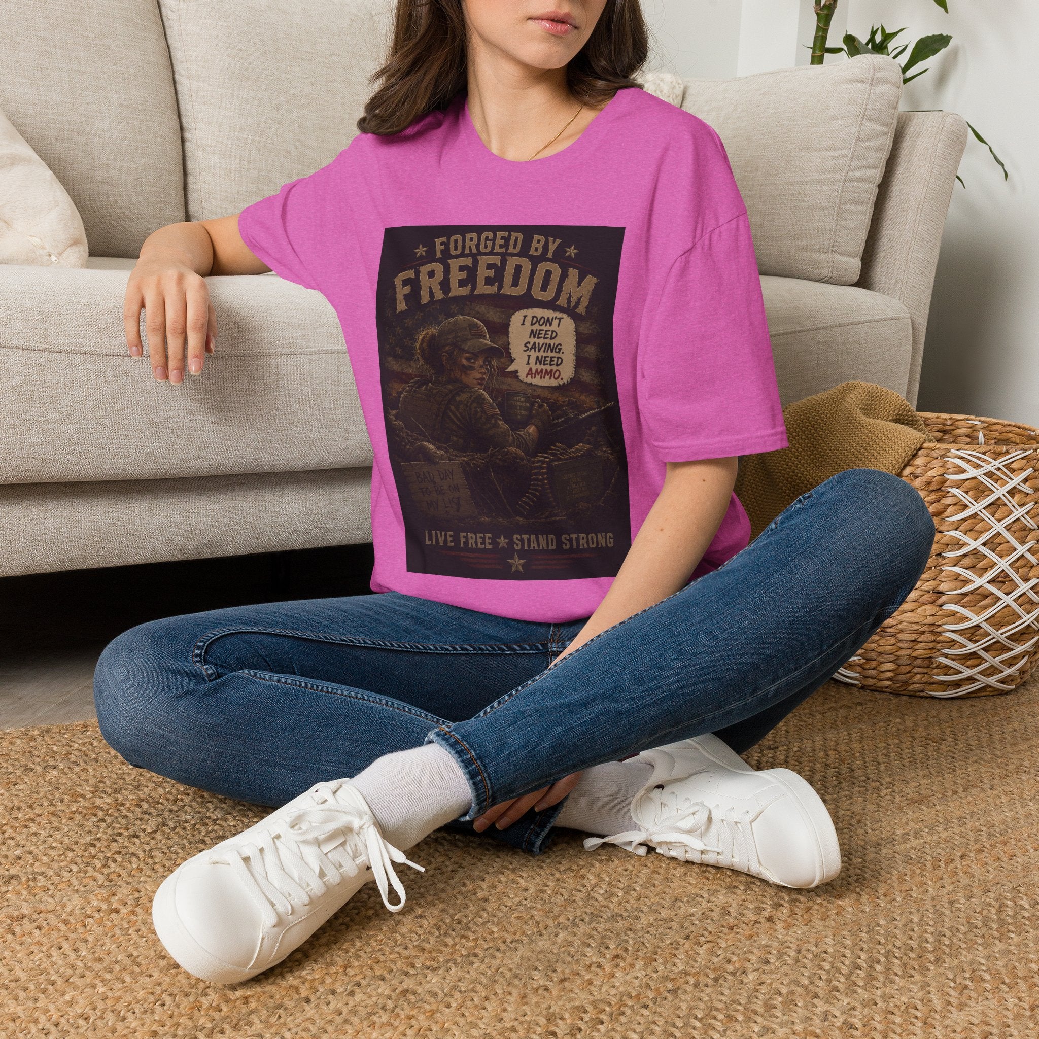 Forged by Freedom-Military Ammo Patriotic Tee (I Don't Need Saving, I Need Ammo)