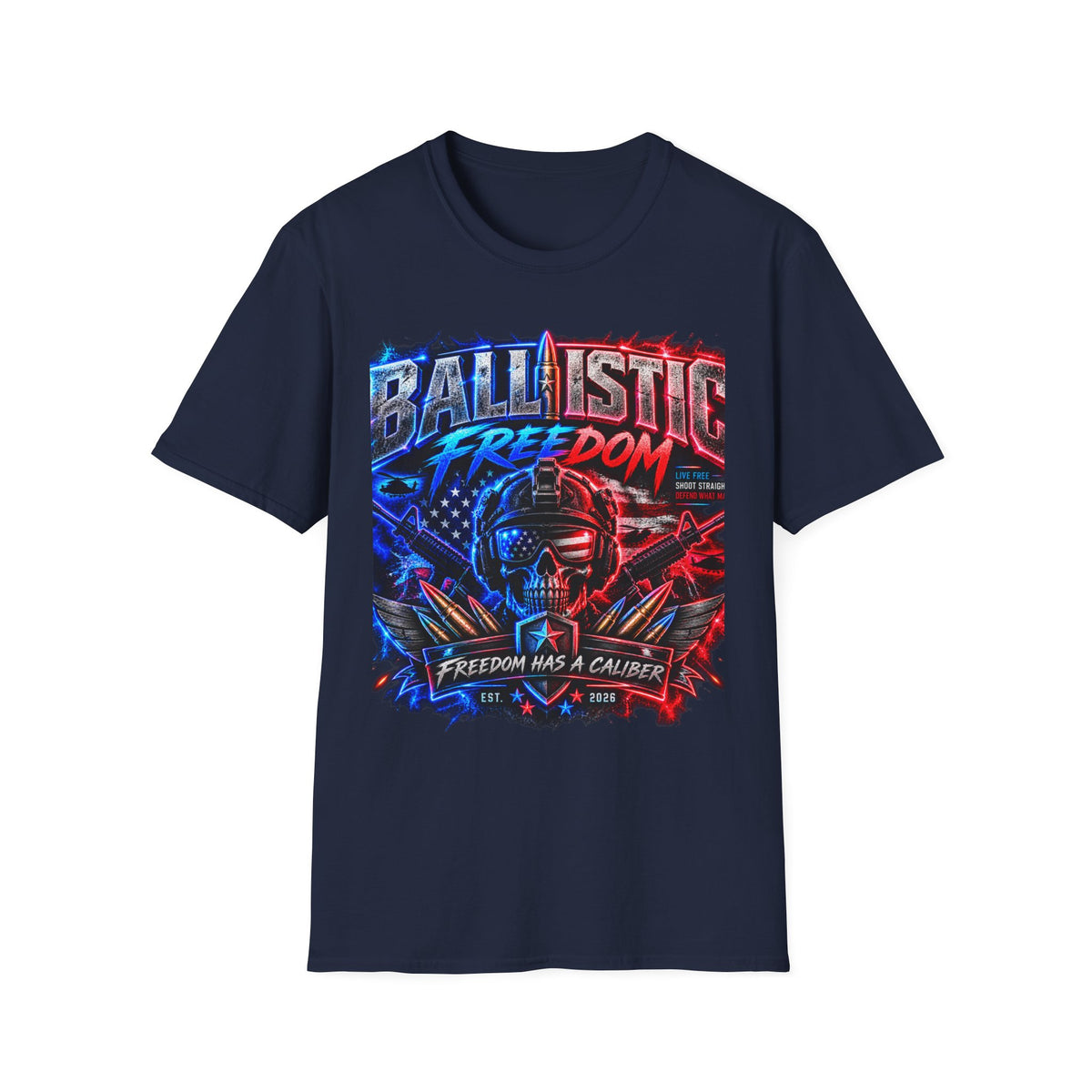 Ballistic Freedom T-Shirt — Patriotic American Rifle Graphic Tee