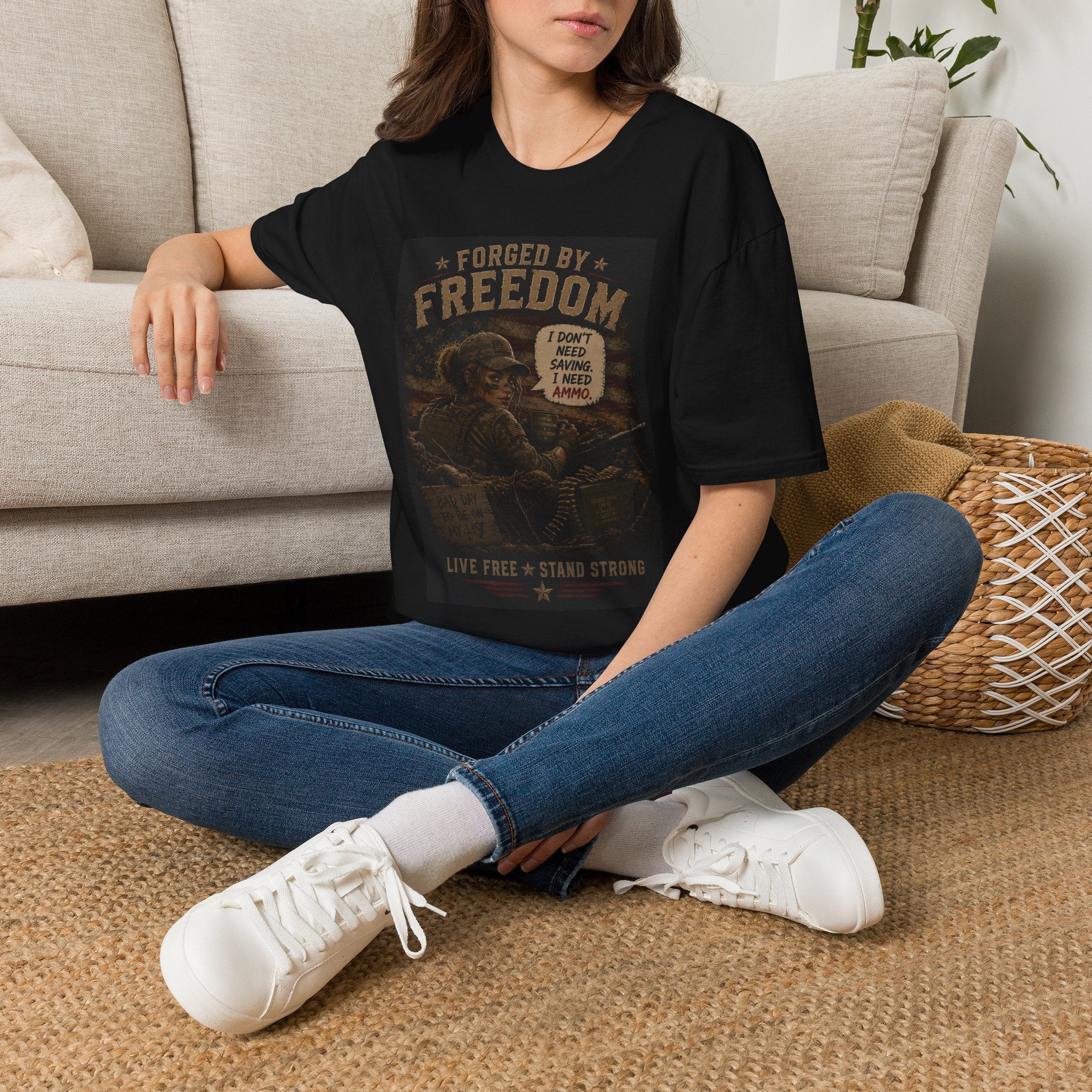 Forged by Freedom-Military Ammo Patriotic Tee (I Don't Need Saving, I Need Ammo)