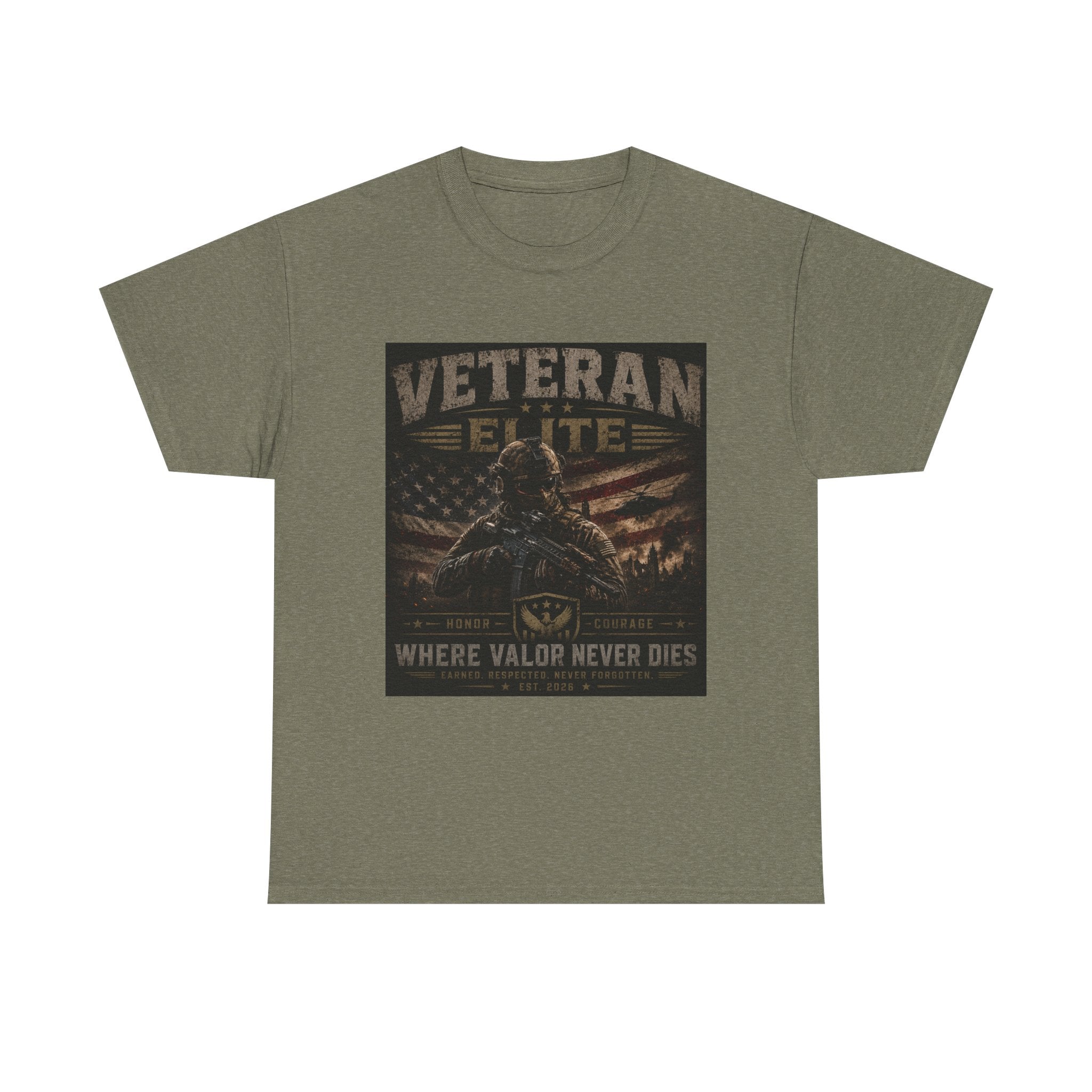 Veteran Elite T-Shirt — "Where Valor Never Dies" Patriotic Military Tee