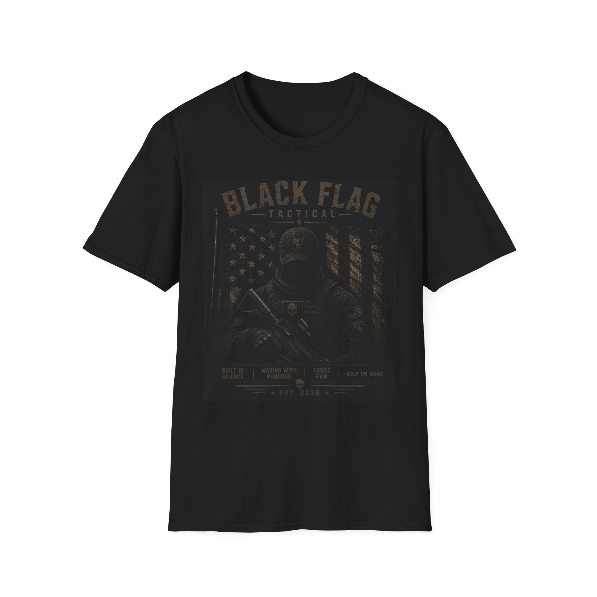 Black Flag Tactical T‑Shirt — Military Style American Flag Graphic