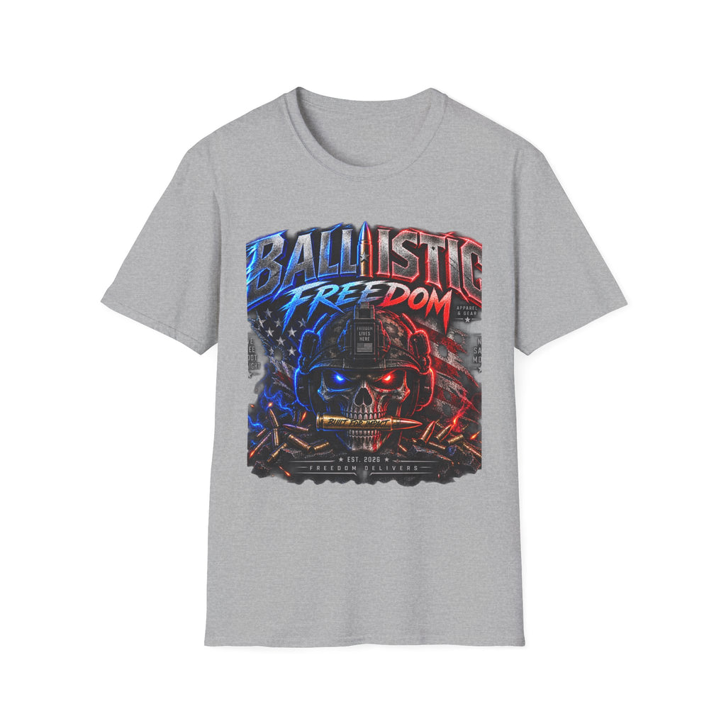 Ballistic Freedom T-Shirt — American Flag Skull Patriotic Tee